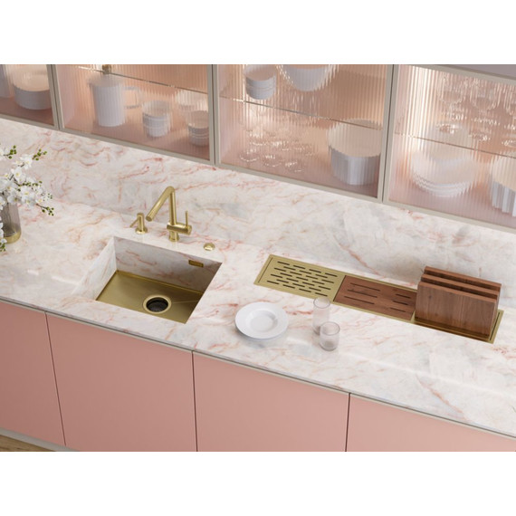 Кухонная мойка Omoikiri Kasen 54-16 INT LG (4997060) 1,2 мм, светлое золото, Цвет производителя: светлое золото - фото 3