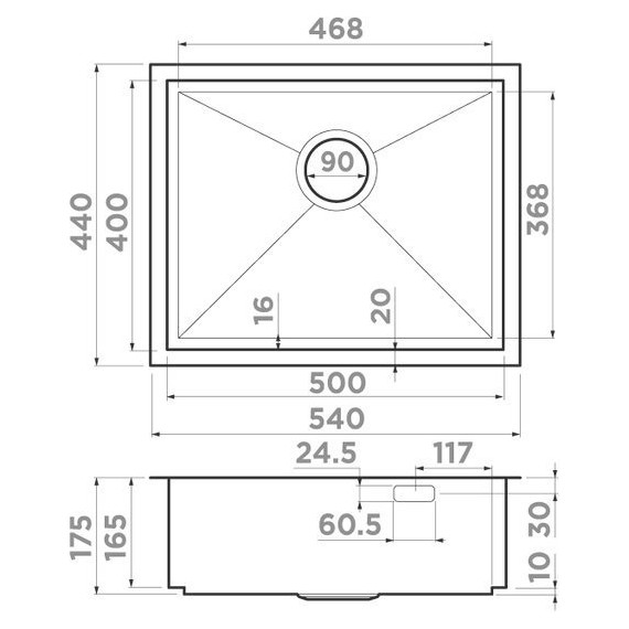 Кухонная мойка Omoikiri Kasen 54-16 INT GM (4997061) 1,2 мм, вороненая сталь, Цвет производителя: вороненая сталь - фото 2