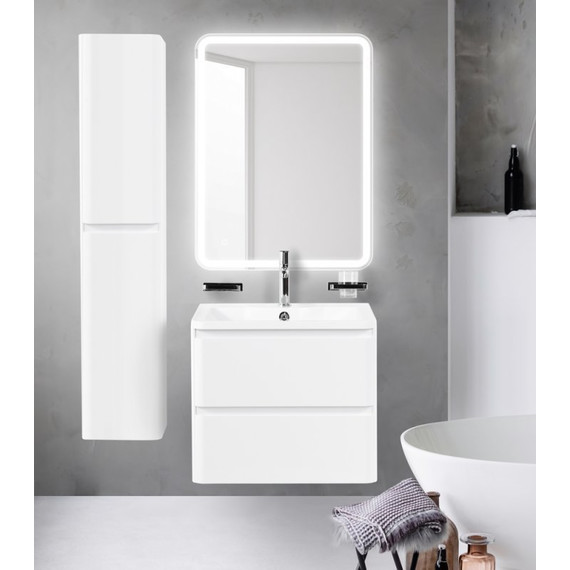 Тумба подвесная с раковиной BelBagno ALBANO-600-2C-SO-BL 60 см, Bianco Lucido, Цвет фасада: Bianco Lucido - фото 2