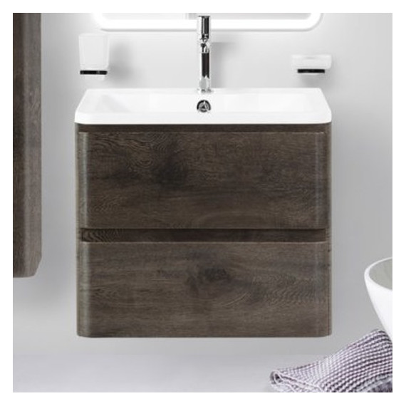 Тумба подвесная с раковиной BelBagno ALBANO-600-2C-SO-RNG 60 см, Rovere Nature Grigio, Цвет фасада: Rovere Nature Grigio - фото 