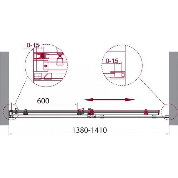 Душевая дверь BelBagno 140 см ACQUA-BF-1-140-C-NERO (стекло 8 мм) черный/прозрачное - фото 3