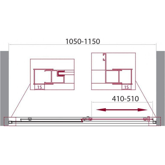 Душевая дверь BelBagno 100 см UNIQUE-BF-1-100/115-M-Cr, хром/матовое - фото 7