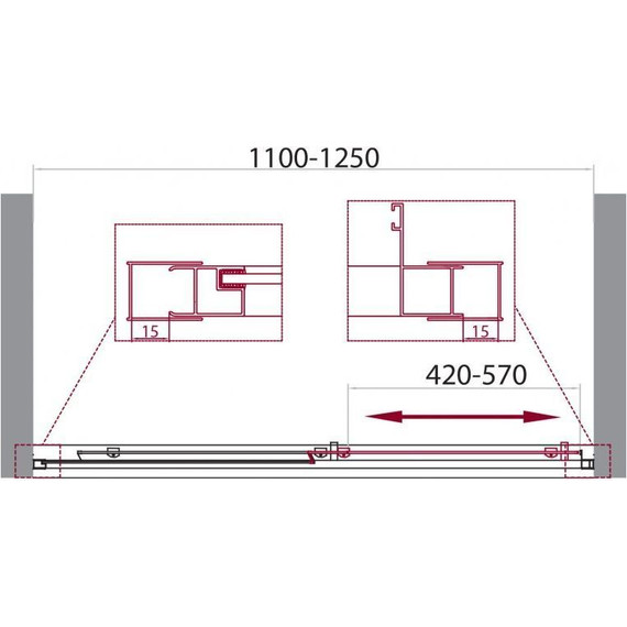 Душевая дверь BelBagno 110 см UNIQUE-BF-1-110/125-M-Cr, хром/матовое - фото 7