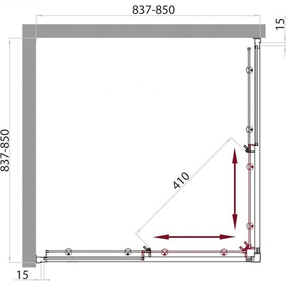 Душевое ограждение BelBagno 85x85 см UNO-A-2-85-M-Cr, хром/матовое - фото 8