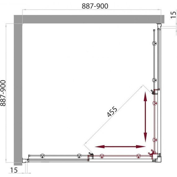 Душевое ограждение BelBagno 90x90 см UNO-A-2-90-M-Cr, хром/матовое - фото 8