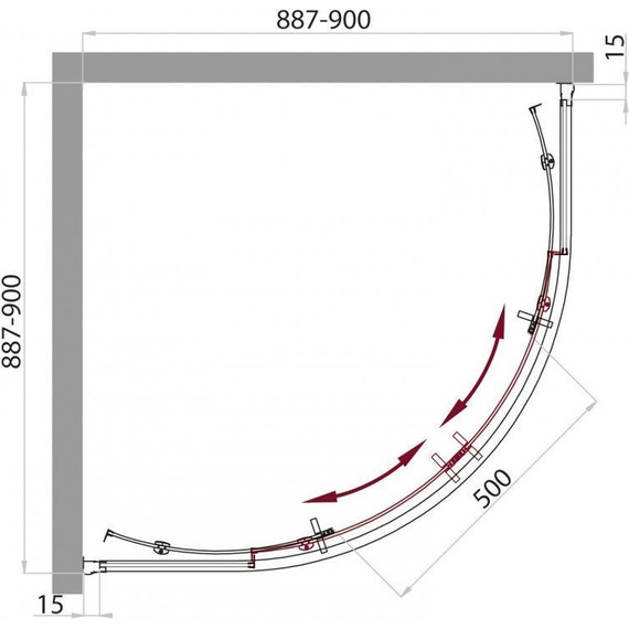 Душевое ограждение BelBagno 90x90 см UNO-R-2-90-M-Cr, хром/матовое - фото 9