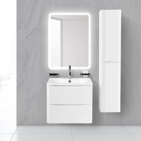 Тумба подвесная с раковиной BelBagno ACQUA-600-2C-SO-BL 60 см, Bianco Lucido, Цвет фасада: белый - фото 4