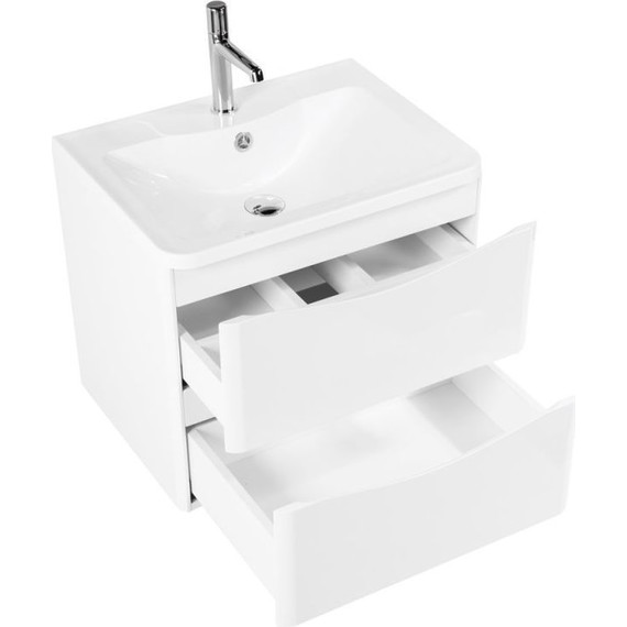 Тумба подвесная с раковиной BelBagno ACQUA-600-2C-SO-BL 60 см, Bianco Lucido, Цвет фасада: белый - фото 2