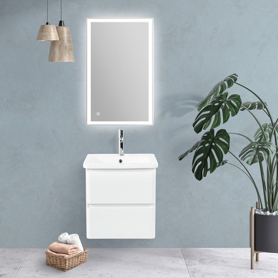Тумба подвесная с раковиной BelBagno ALBANO-CER-500-2C-SO-BL 50 см, Bianco Lucido, Цвет фасада: Bianco Lucido - фото 2