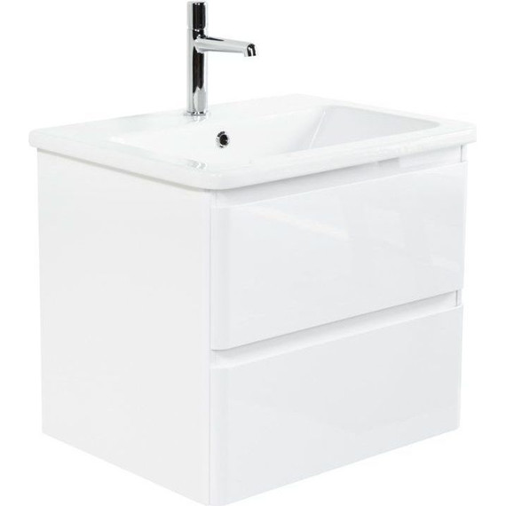 Тумба подвесная с раковиной BelBagno ALBANO-CER-600-2C-SO-BL 60 см, Bianco Lucido, Цвет фасада: Bianco Lucido - фото 
