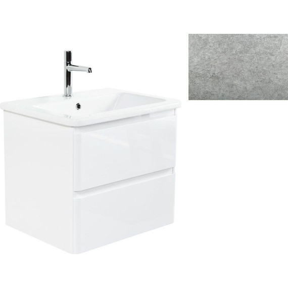Тумба подвесная с раковиной BelBagno ALBANO-CER-600-2C-SO-CVG 60 см, Cemento Verona Grigio, Цвет фасада: Cemento Verona Grigio - фото 