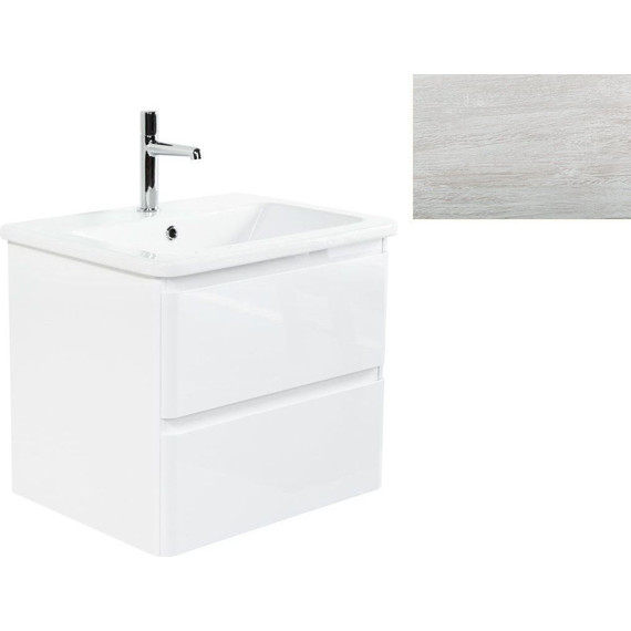 Тумба подвесная с раковиной BelBagno ALBANO-CER-600-2C-SO-RVB 60 см, Rovere Vintage Bianco, Цвет фасада: Rovere Vintage Bianco - фото 