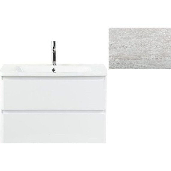 Тумба подвесная с раковиной BelBagno ALBANO-CER-800-2C-SO-RVB 80 см, Rovere Vintage Bianco, Цвет фасада: Rovere Vintage Bianco - фото 