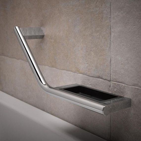 Поручень с мыльницей Keuco Plan 14909012037, цвет хром/тёмно-серый L - фото 2