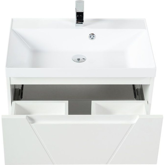 Тумба подвесная с раковиной BelBagno VITTORIA-800-2C-SO-BL-P 80 см, Bianco Lucido - фото 4