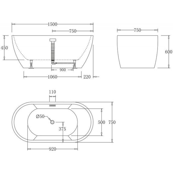 Ванна отдельностоящая BelBagno BB70-1500-W0 150x70 см - фото, картинка 3 Ванна отдельностоящая BelBagno BB70-1500-W0 150x70 см - фото 3
