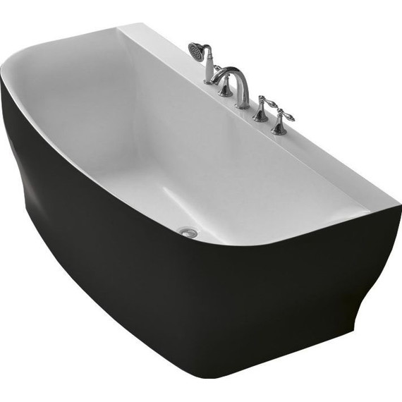 Ванна отдельностоящая BelBagno BB74-NERO-W0 165x78 см, белый/черный - фото 