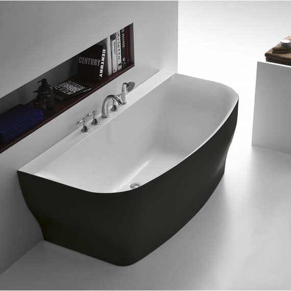 Ванна отдельностоящая BelBagno BB74-NERO-W0 165x78 см, белый/черный - фото 2
