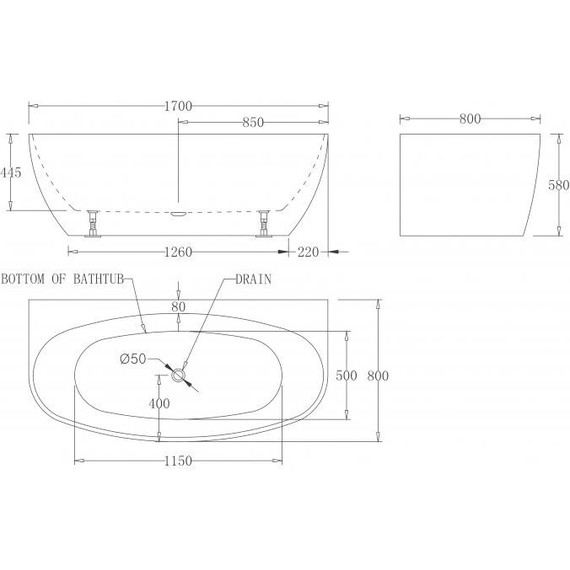 Ванна отдельностоящая BelBagno BB83-1700-W0 170x80 см - фото 4