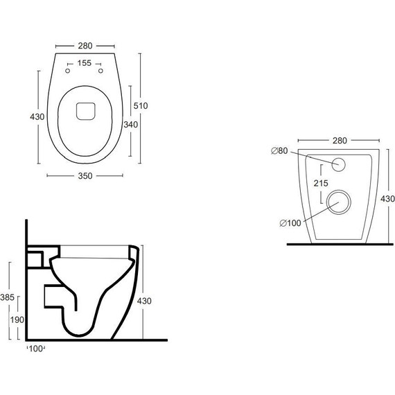 Унитаз приставной безободковый White Ceramic Basic W020105, черный матовый - фото 2