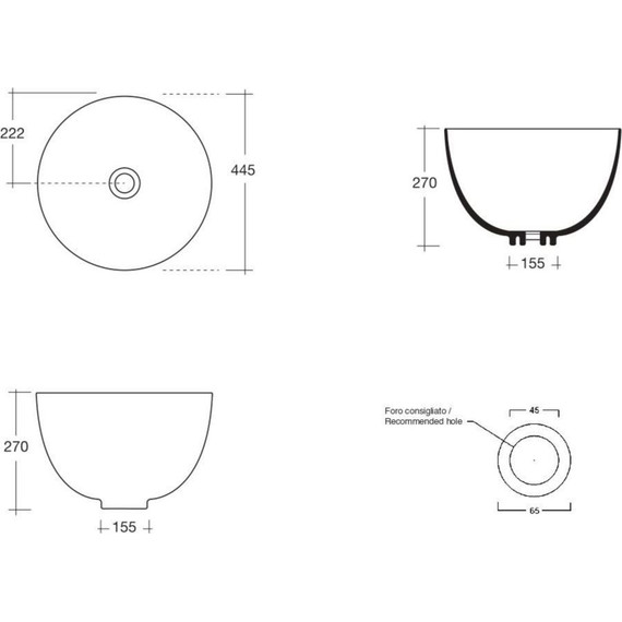Раковина-чаша White Ceramic Dome 44 см W030705, черный матовый - фото 3