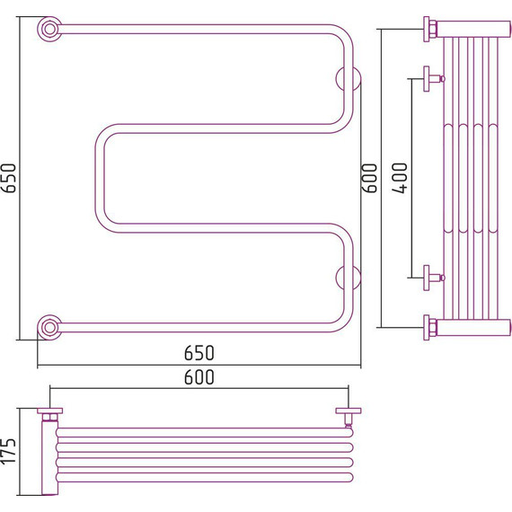 Полотенцесушитель водяной Сунержа Фабула М 600x600 мм 00-0126-6060 - фото 8