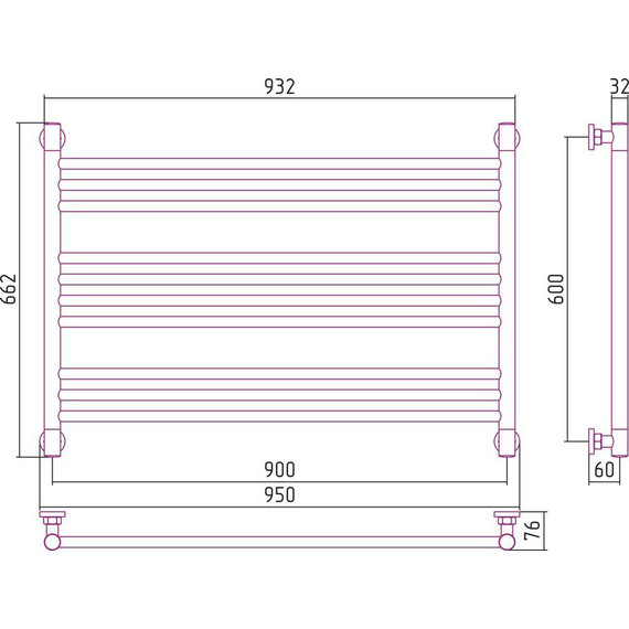 Полотенцесушитель водяной Сунержа Богема L П10 600x900 мм (прямая перемычка) 00-0202-6090 - фото, картинка 7 Полотенцесушитель водяной Сунержа Богема L П10 600x900 мм (прямая перемычка) 00-0202-6090 - фото 7