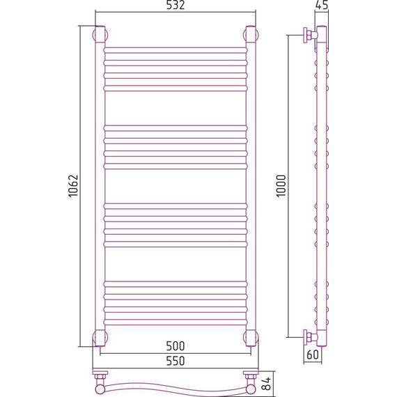 Полотенцесушитель водяной Сунержа Флюид+ П16 1000x500 мм 00-0222-1050 - фото, картинка 6 Полотенцесушитель водяной Сунержа Флюид+ П16 1000x500 мм 00-0222-1050 - фото 6