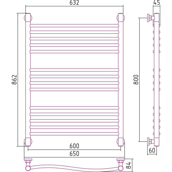 Полотенцесушитель водяной Сунержа Флюид+ П14 800x600 мм 00-0222-8060 - фото 6