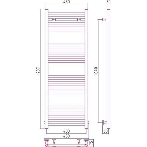 Полотенцесушитель водяной Сунержа Модус П20 1200x400 мм 00-0250-1240 - фото 6