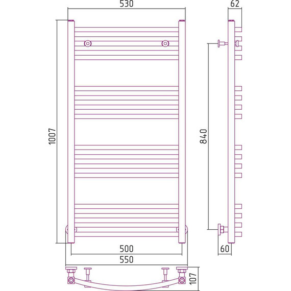 Полотенцесушитель водяной Сунержа Аркус П16 1000х500 мм 00-0251-1050 - фото 6