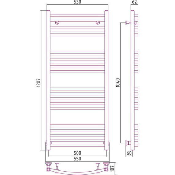 Полотенцесушитель водяной Сунержа Аркус П20 1200х500 мм 00-0251-1250 - фото, картинка 7 Полотенцесушитель водяной Сунержа Аркус П20 1200х500 мм 00-0251-1250 - фото 7