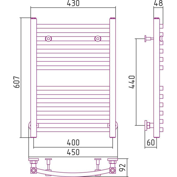 Полотенцесушитель водяной Сунержа Аркус П12 600х400 мм 00-0251-6040 - фото 6