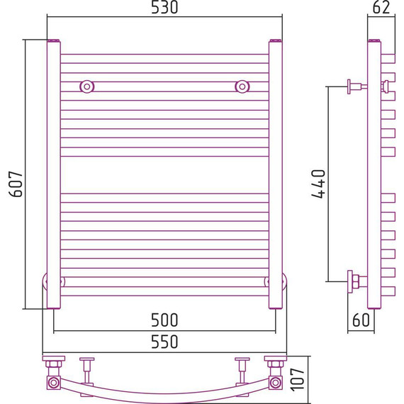 Полотенцесушитель водяной Сунержа Аркус П12 600х500 мм 00-0251-6050 - фото, картинка 6 Полотенцесушитель водяной Сунержа Аркус П12 600х500 мм 00-0251-6050 - фото 6