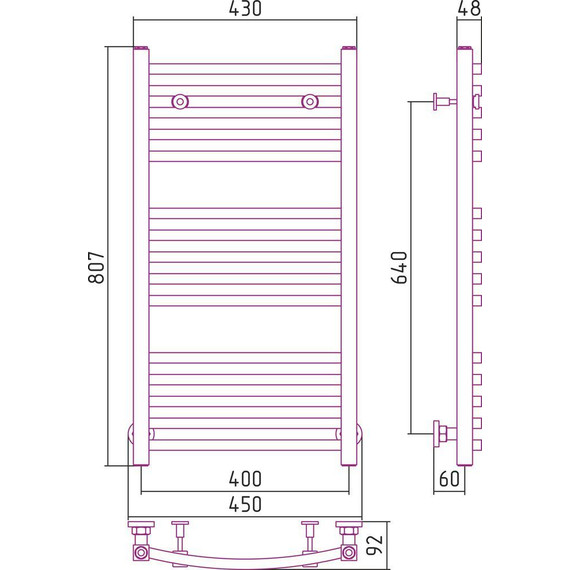 Полотенцесушитель водяной Сунержа Аркус П15 800х400 мм 00-0251-8040 - фото 6