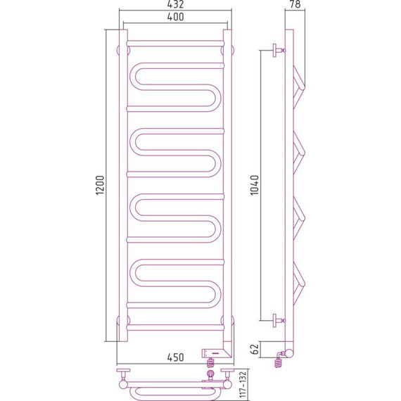 Полотенцесушитель электрический Сунержа Элегия 2.0 П14 1200x400 мм 00-5219-1240 R - фото, картинка 5 Полотенцесушитель электрический Сунержа Элегия 2.0 П14 1200x400 мм 00-5219-1240 R - фото 5