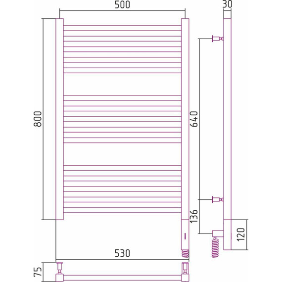 Полотенцесушитель электрический Сунержа Модус 3.0 П15 800x500 мм 00-5701-8050 R - фото 6