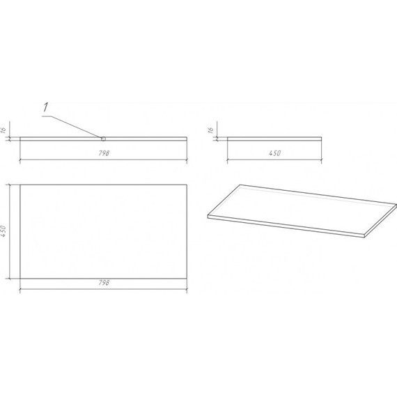 Столешница Cersanit Moduo 80 см BL-MOD80, дуб - фото 3