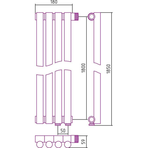 Радиатор Сунержа Эстет-1 180х1800 мм (4 секции) 00-0311-1804 нижнее правое подключение - фото 6