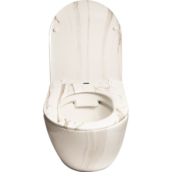 Унитаз подвесной безободковый SantiLine SL-5005MRB с крышкой микролифт, под мрамор, Цвет производителя: под мрамор - фото, картинка 3 Унитаз подвесной безободковый SantiLine SL-5005MRB с крышкой микролифт, под мрамор, Цвет производителя: под мрамор - фото 3