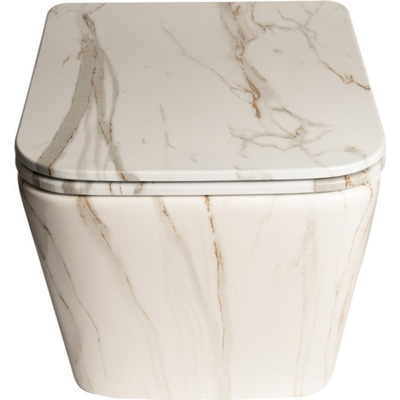 Унитаз подвесной безободковый SantiLine SL-5007MRB с крышкой микролифт, под мрамор, Цвет производителя: под мрамор - фото, картинка 2 Унитаз подвесной безободковый SantiLine SL-5007MRB с крышкой микролифт, под мрамор, Цвет производителя: под мрамор - фото 2