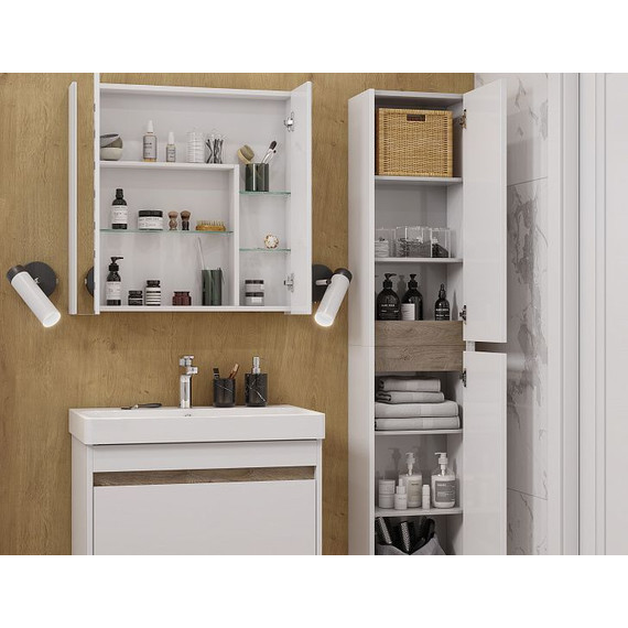 Зеркало-шкаф Акватон Асти 70 см 1A263402AX010, белый глянцевый - фото 5