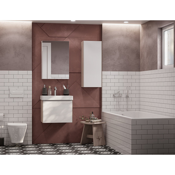 Тумба подвесная с раковиной Акватон Асти 55 см 1A263101AXD70, белый глянцевый/ясень шимо - фото 6