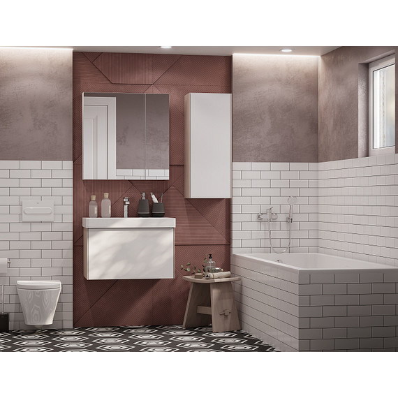 Шкаф подвесной Акватон Асти 34 см 1A262903AX010, белый глянцевый/ясень шимо - фото 5