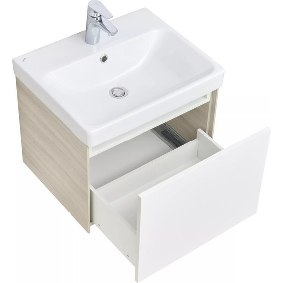 Тумба подвесная с раковиной Акватон Асти 55 см 1A263101AXD70, белый глянцевый/ясень шимо - фото 5