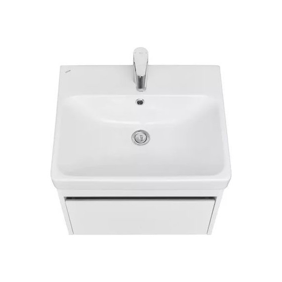 Тумба подвесная с раковиной Акватон Марти 55 см 1A263201MY010, белый глянцевый/дуб эндгрейн - фото 4