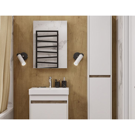 Тумба подвесная с раковиной Акватон Марти 55 см 1A263201MY010, белый глянцевый/дуб эндгрейн - фото 7