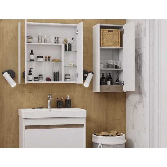 Шкаф подвесной Акватон Марти 35 см 1A270203MY010, белый глянцевый/дуб эндгрейн - фото 6