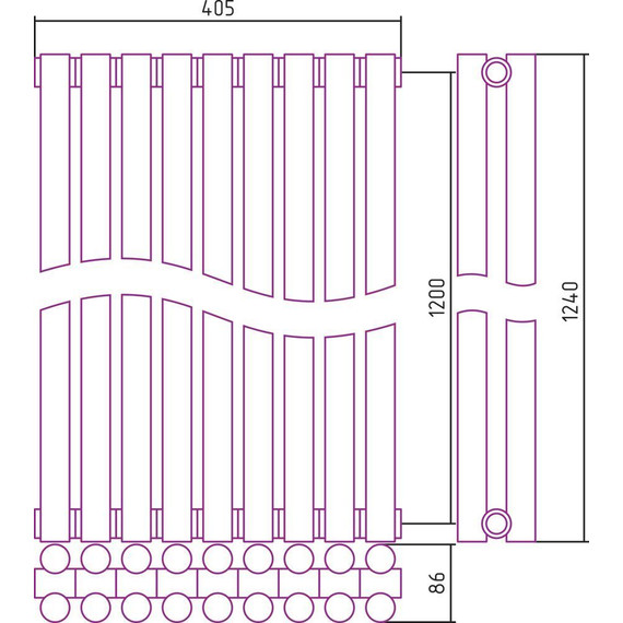 Радиатор Сунержа Эстет-11 405х1200 мм (9 секций) 00-0302-1209 универсальное подключение - фото 5