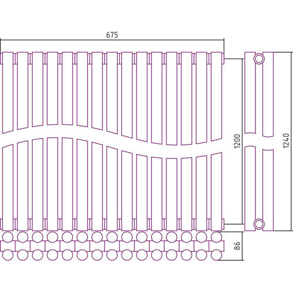 Радиатор Сунержа Эстет-11 675х1200 мм (15 секций) 00-0302-1215 универсальное подключение - фото 5
